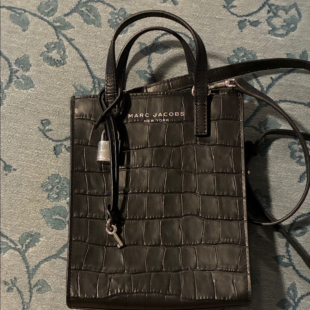 Marc Jacobs Black Croc-Embossed Tote